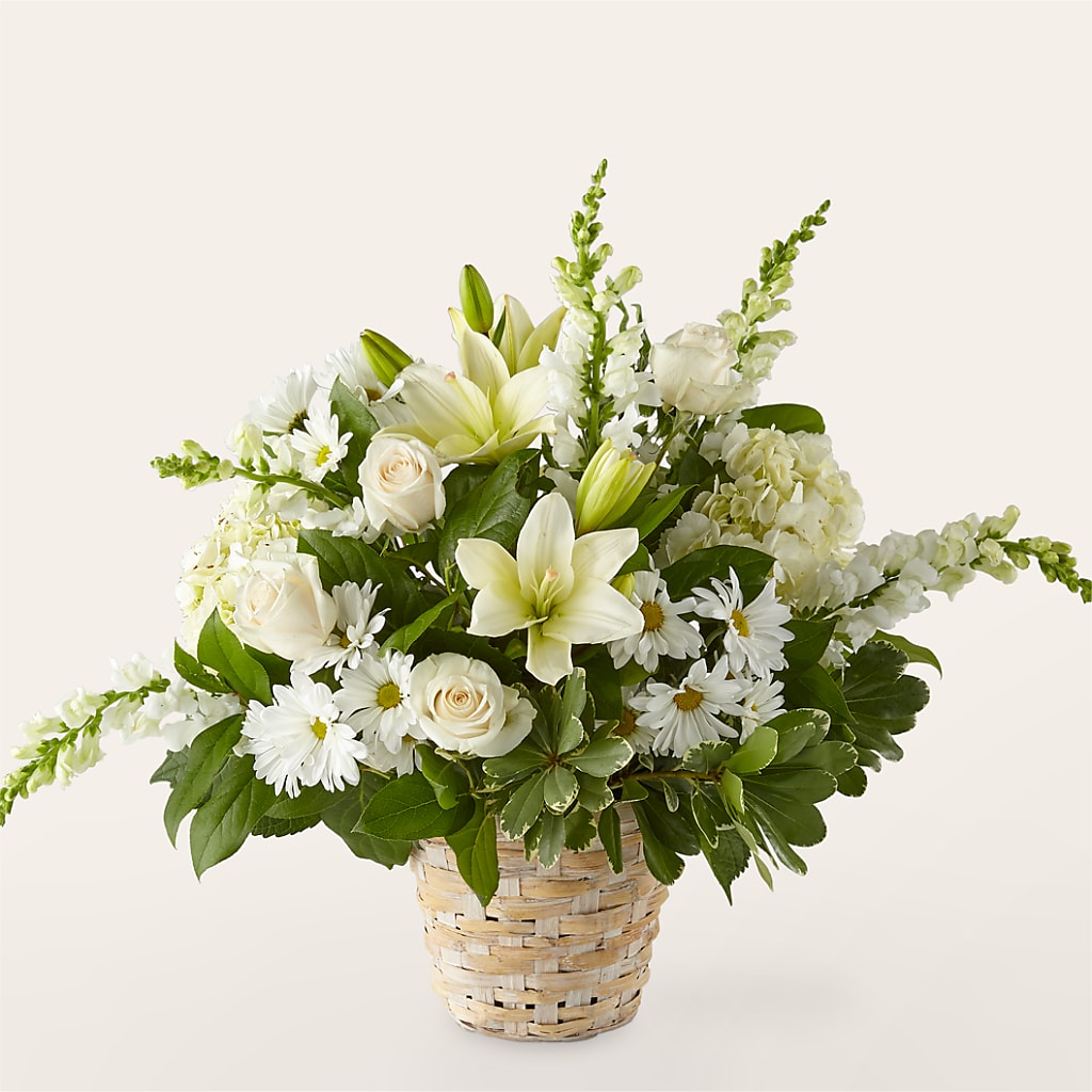 Ivory Elegance Floral Basket – Gutierrez Flowers, Sylmar CA