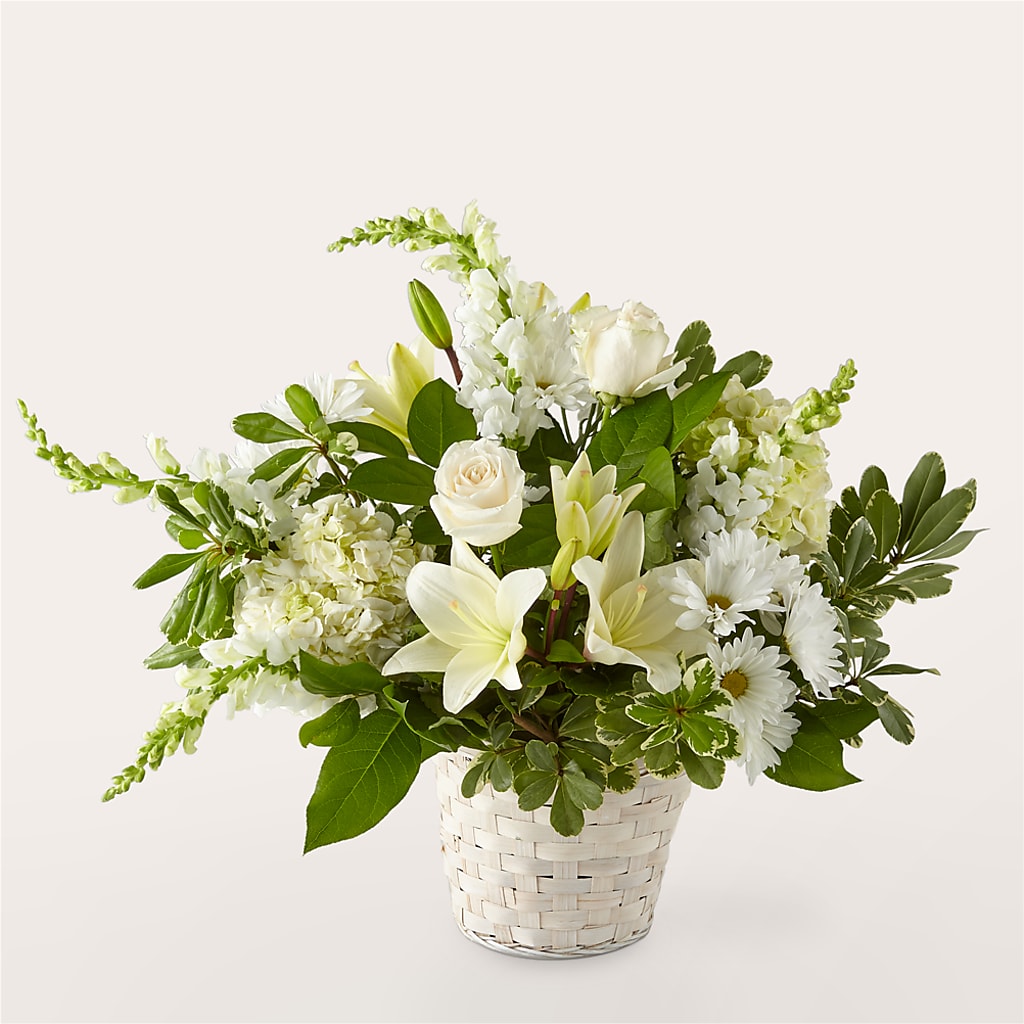 Ivory Elegance Floral Basket – Gutierrez Flowers, Sylmar CA