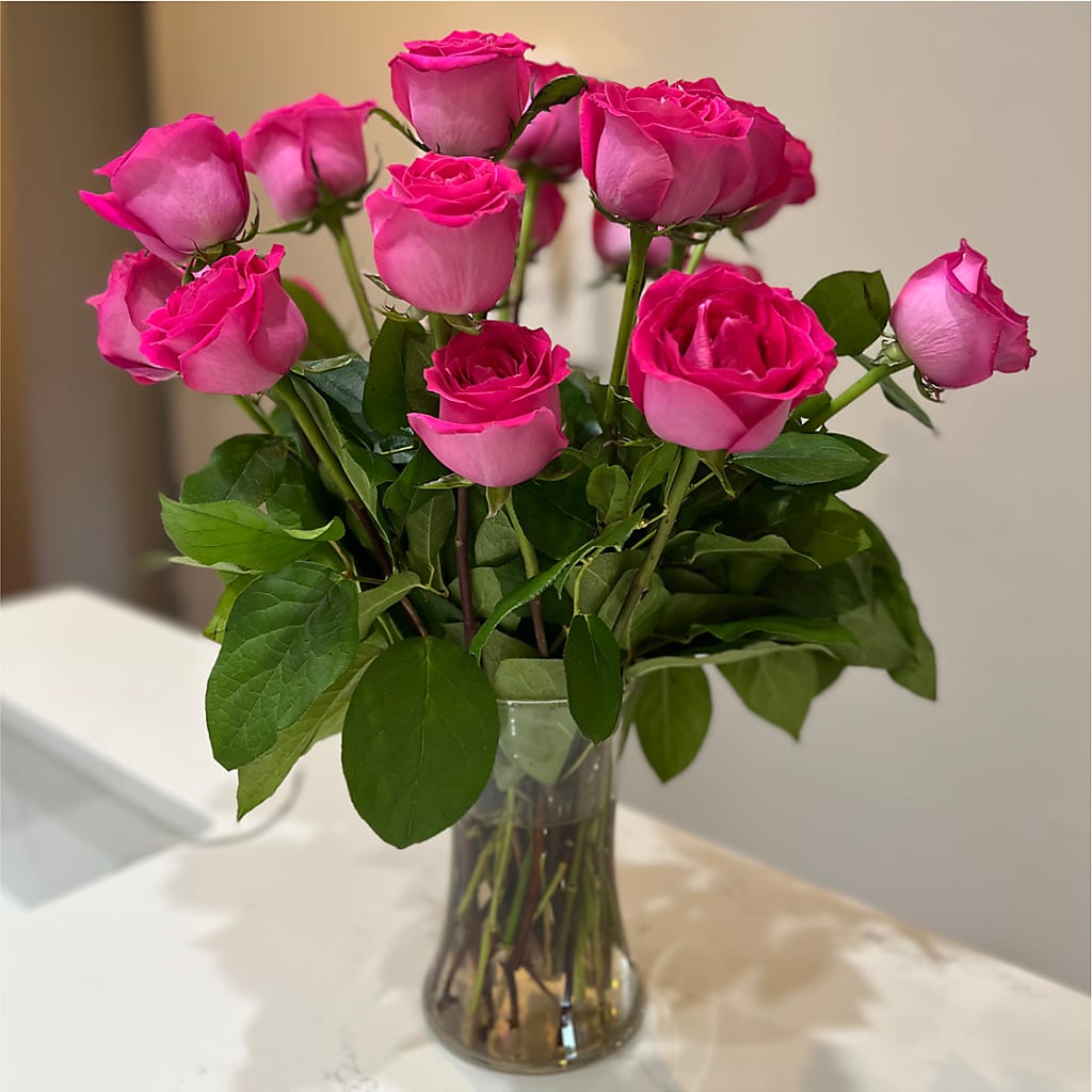 Long Stem Pink Rose Bouquet –  Gutierrez Flowers, Sylmar CA