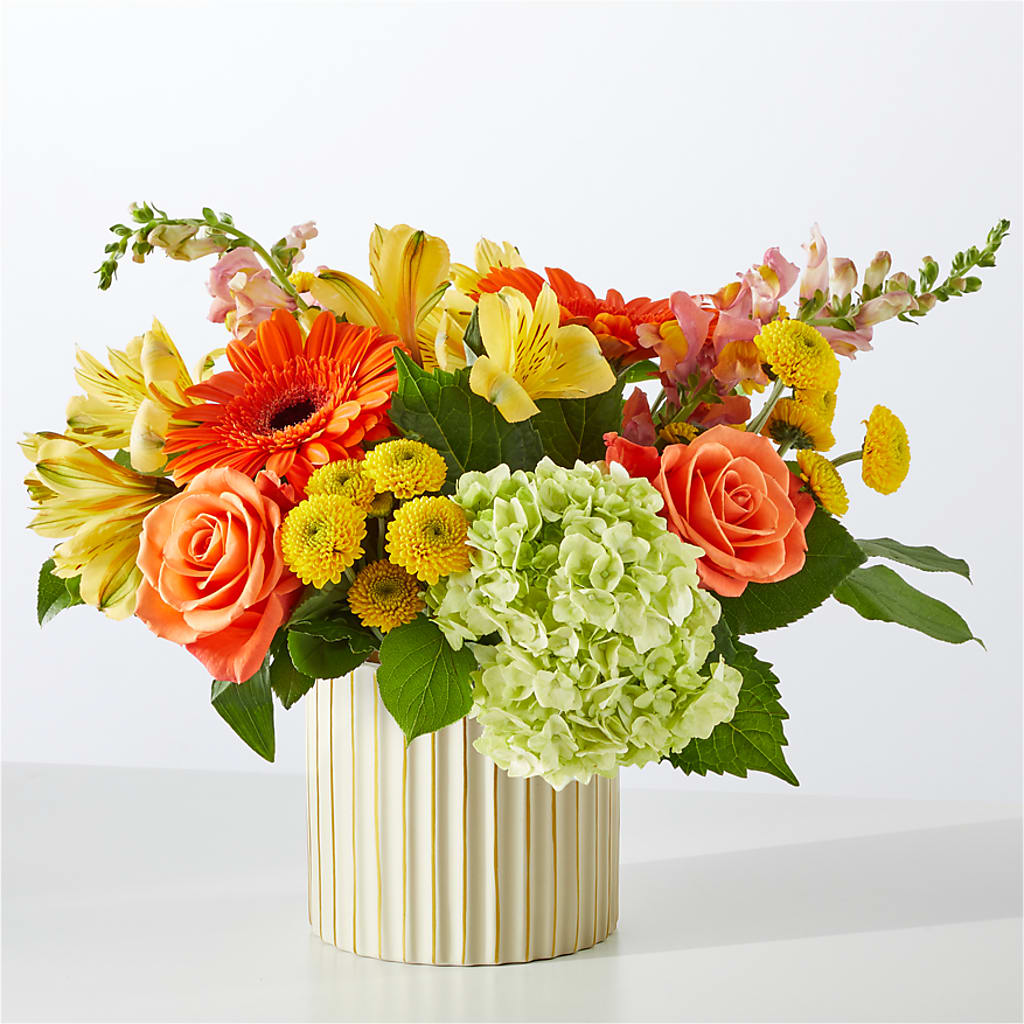 Autumn Sunshine Bouquet with Ivory Vase –  Gutierrez Flowers, Sylmar CA