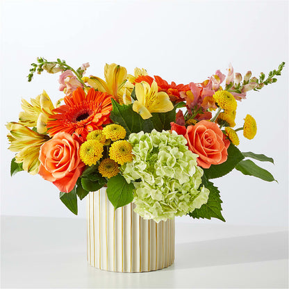 Autumn Sunshine Bouquet with Ivory Vase –  Gutierrez Flowers, Sylmar CA
