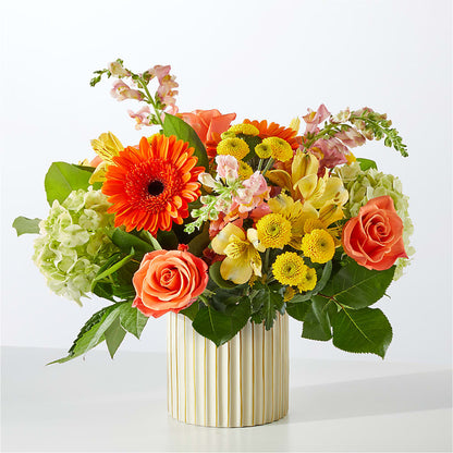 Autumn Sunshine Bouquet with Ivory Vase –  Gutierrez Flowers, Sylmar CA