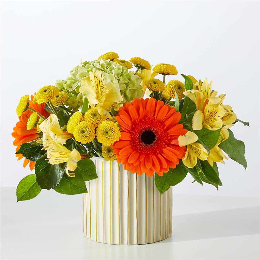 Autumn Sunshine Bouquet with Ivory Vase –  Gutierrez Flowers, Sylmar CA