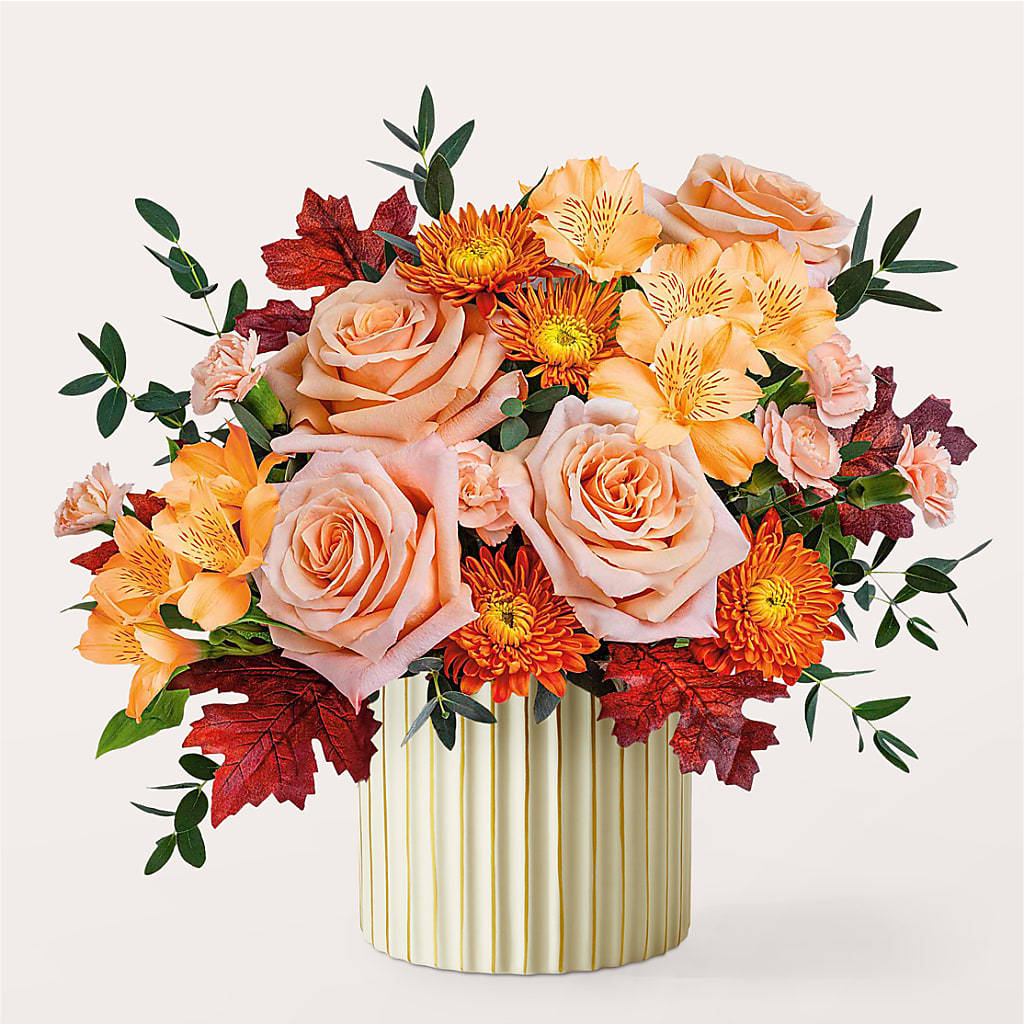 Spiced Latte Bouquet with Ivory Vase –  Gutierrez Flowers, Sylmar CA