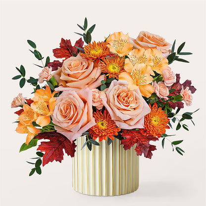 Spiced Latte Bouquet with Ivory Vase –  Gutierrez Flowers, Sylmar CA