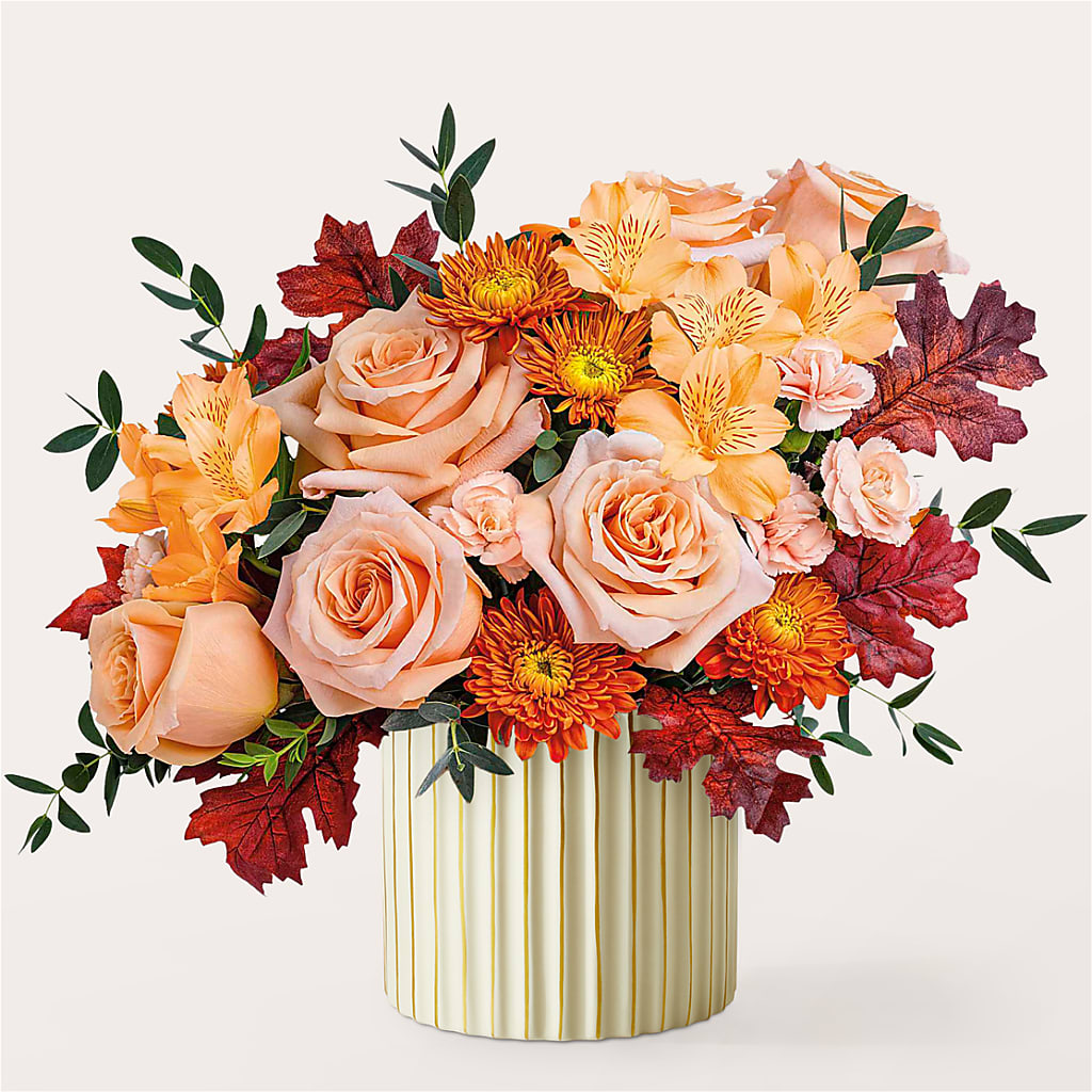 Spiced Latte Bouquet with Ivory Vase –  Gutierrez Flowers, Sylmar CA