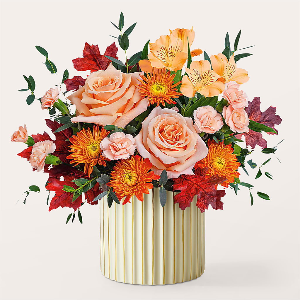 Spiced Latte Bouquet with Ivory Vase –  Gutierrez Flowers, Sylmar CA