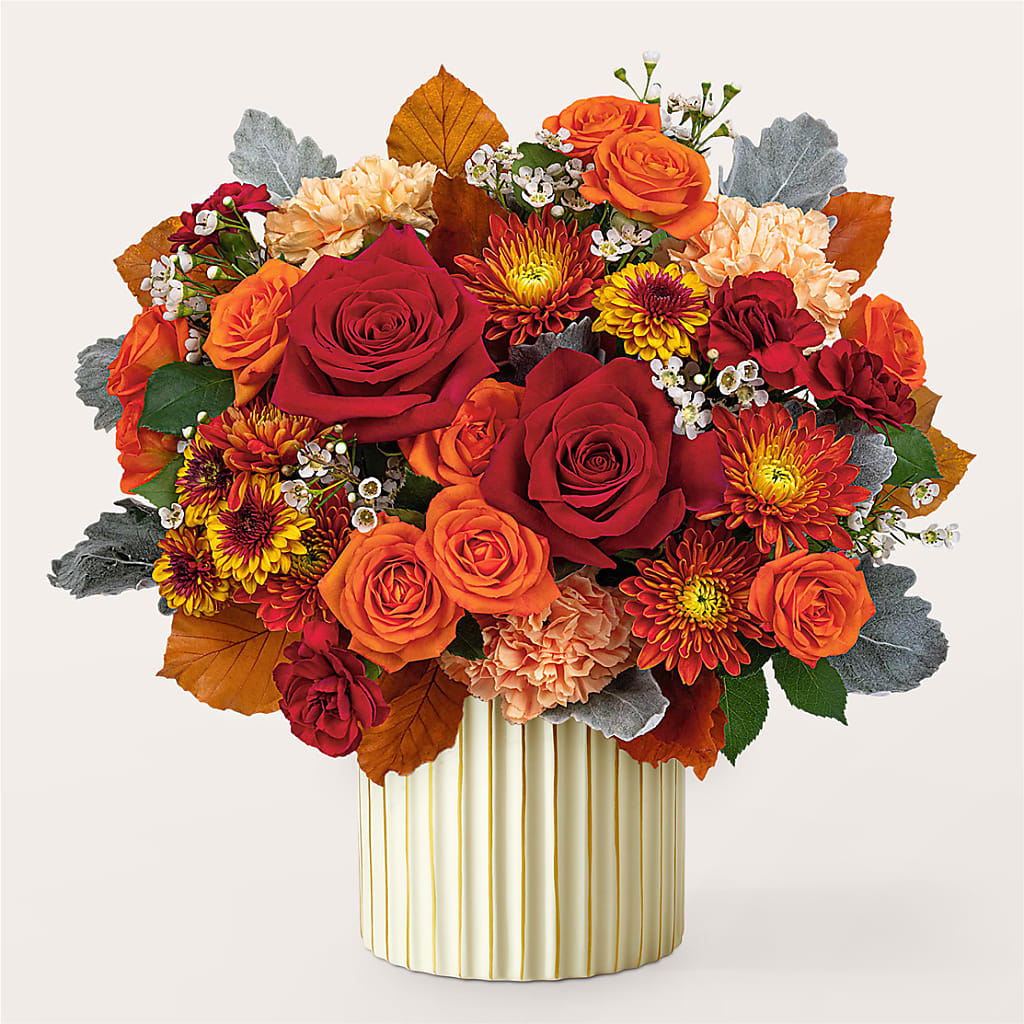 Merlot Bouquet with Ivory Vase –  Gutierrez Flowers, Sylmar CA