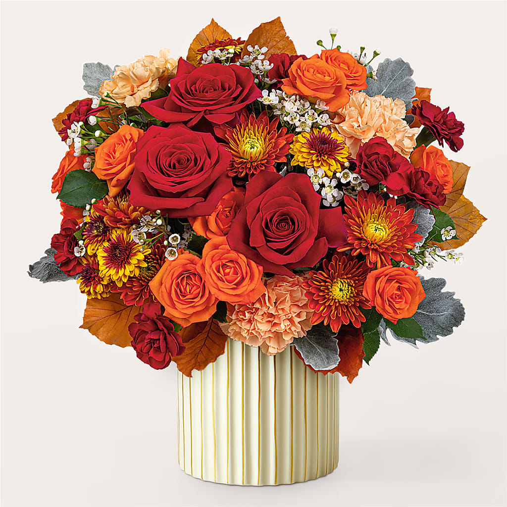 Merlot Bouquet with Ivory Vase –  Gutierrez Flowers, Sylmar CA