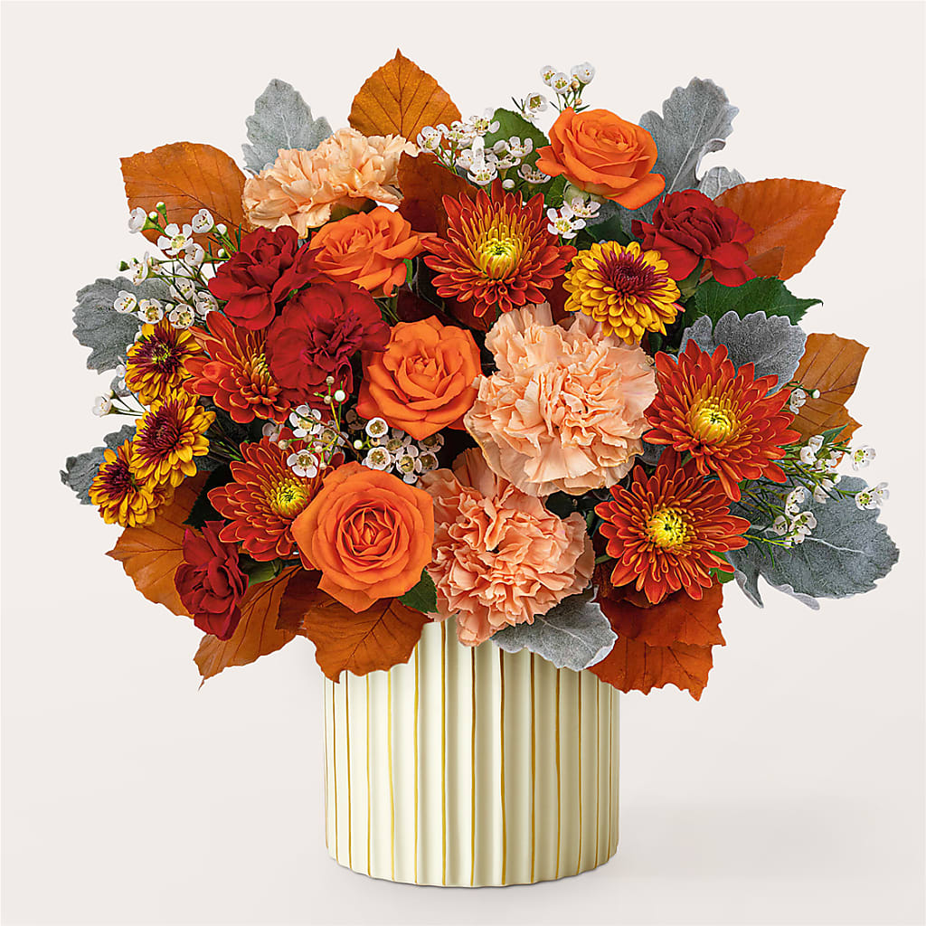 Merlot Bouquet with Ivory Vase –  Gutierrez Flowers, Sylmar CA