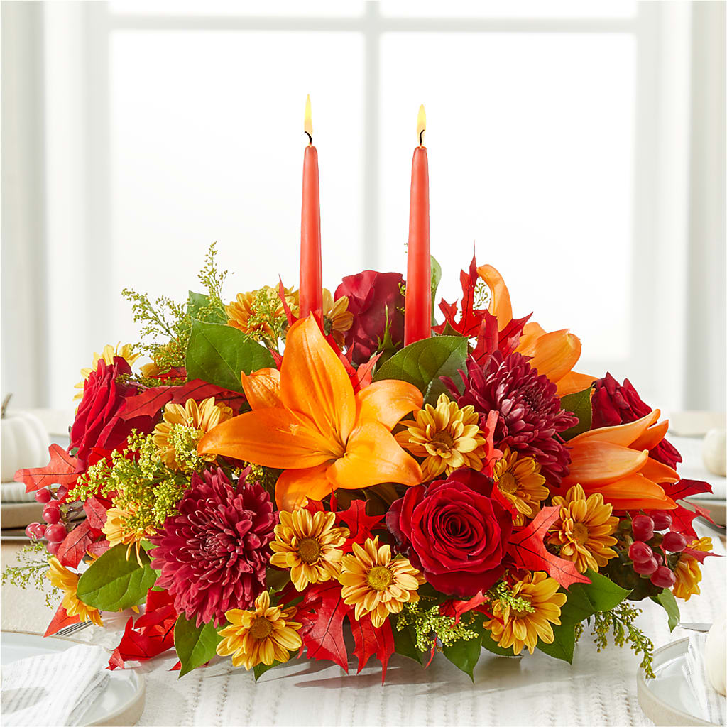 Autumn's Embrace Centerpiece –  Gutierrez Flowers, Sylmar CA